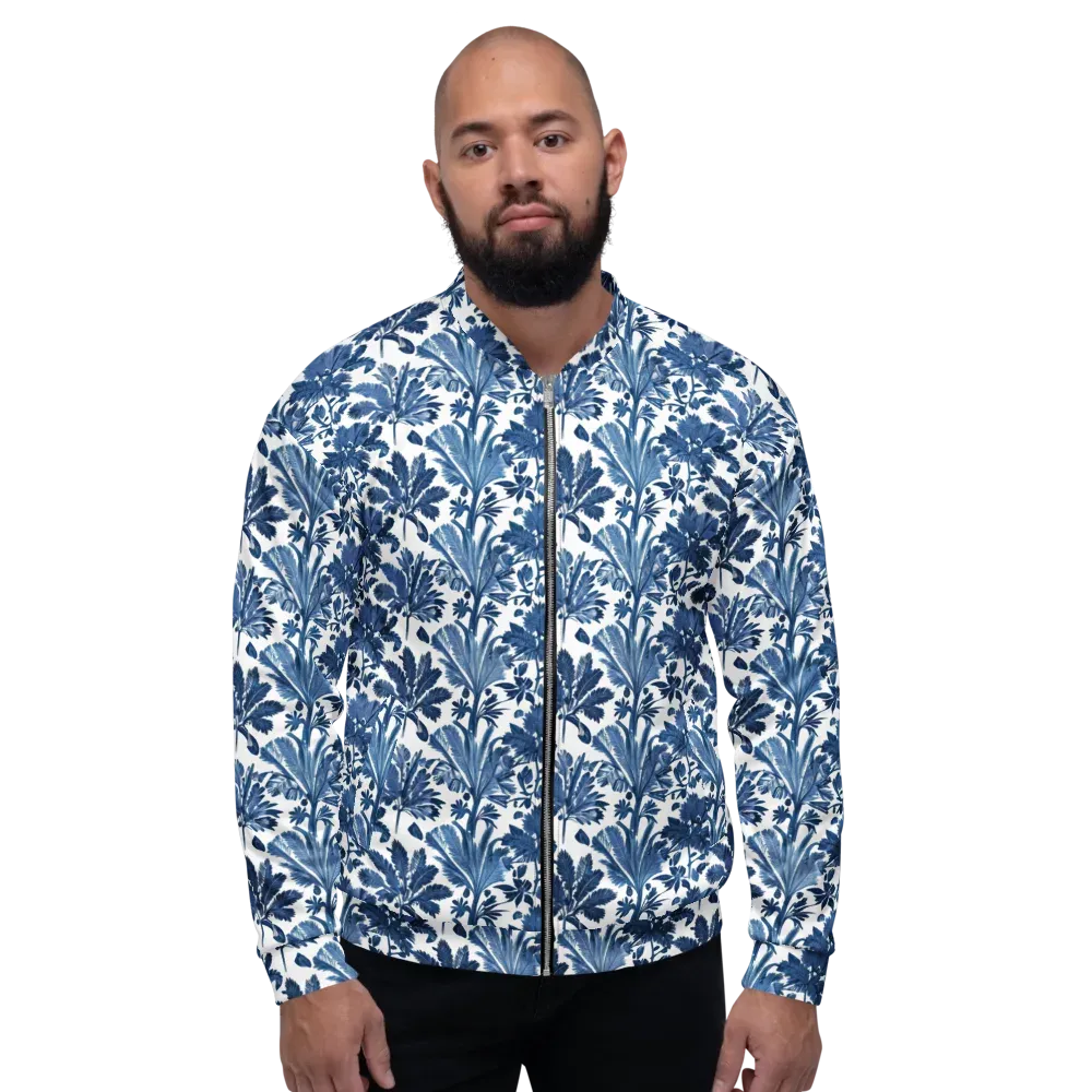 Cobalt Garden on Bomber Jacket — Front