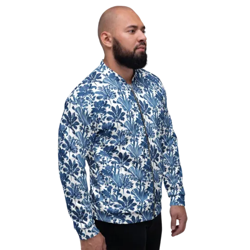 Cobalt Garden on a Bomber Jacket