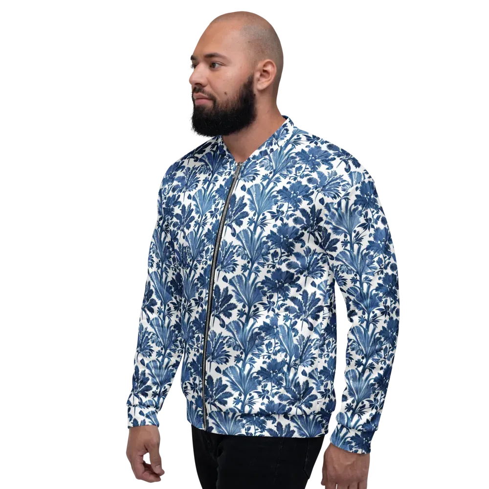 Cobalt Garden on Bomber Jacket — Left