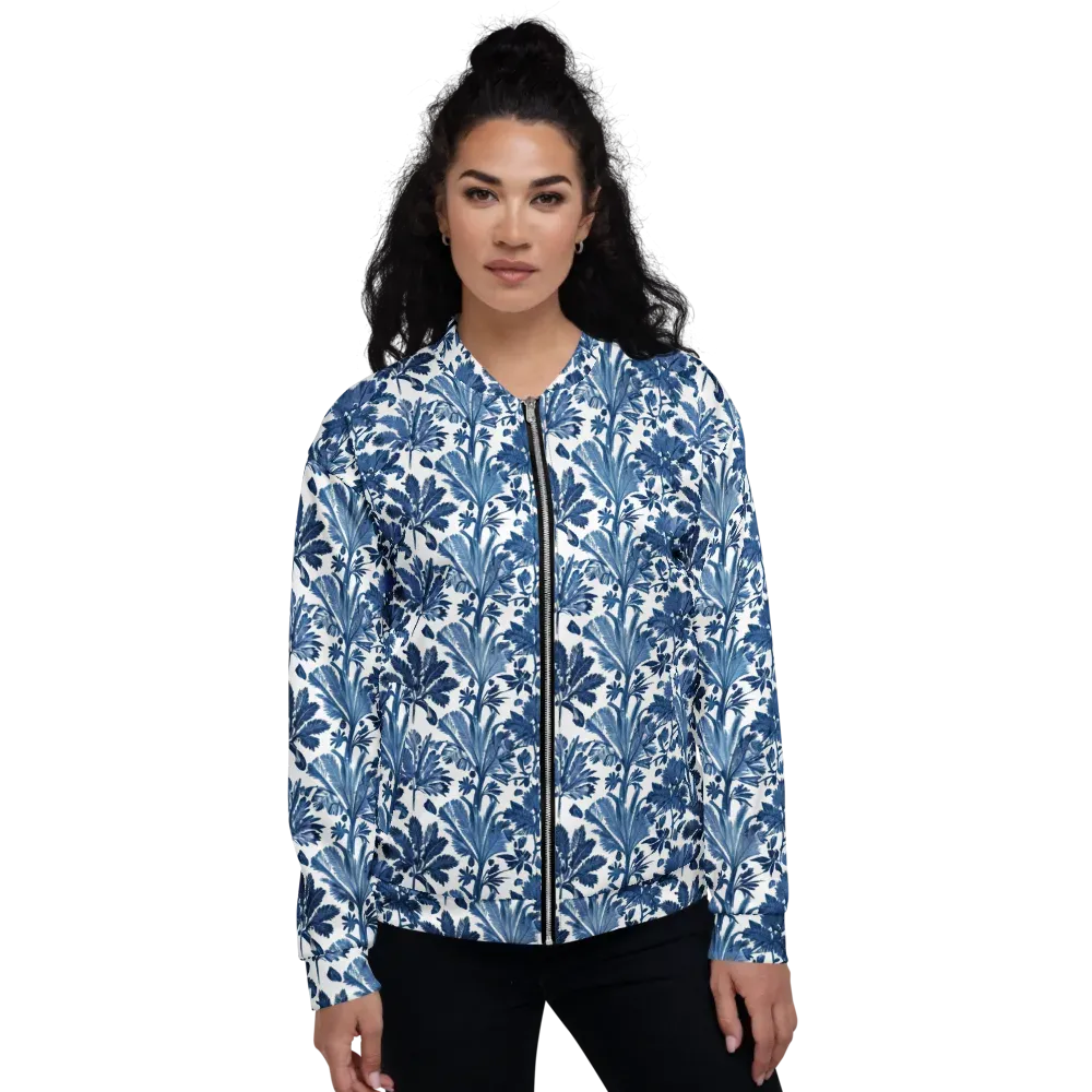 Cobalt Garden on Bomber Jacket — Front