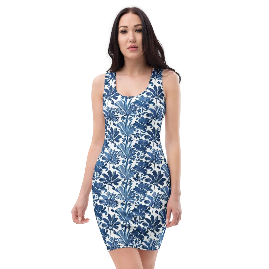 Cobalt Garden on Bodycon Dress — Front