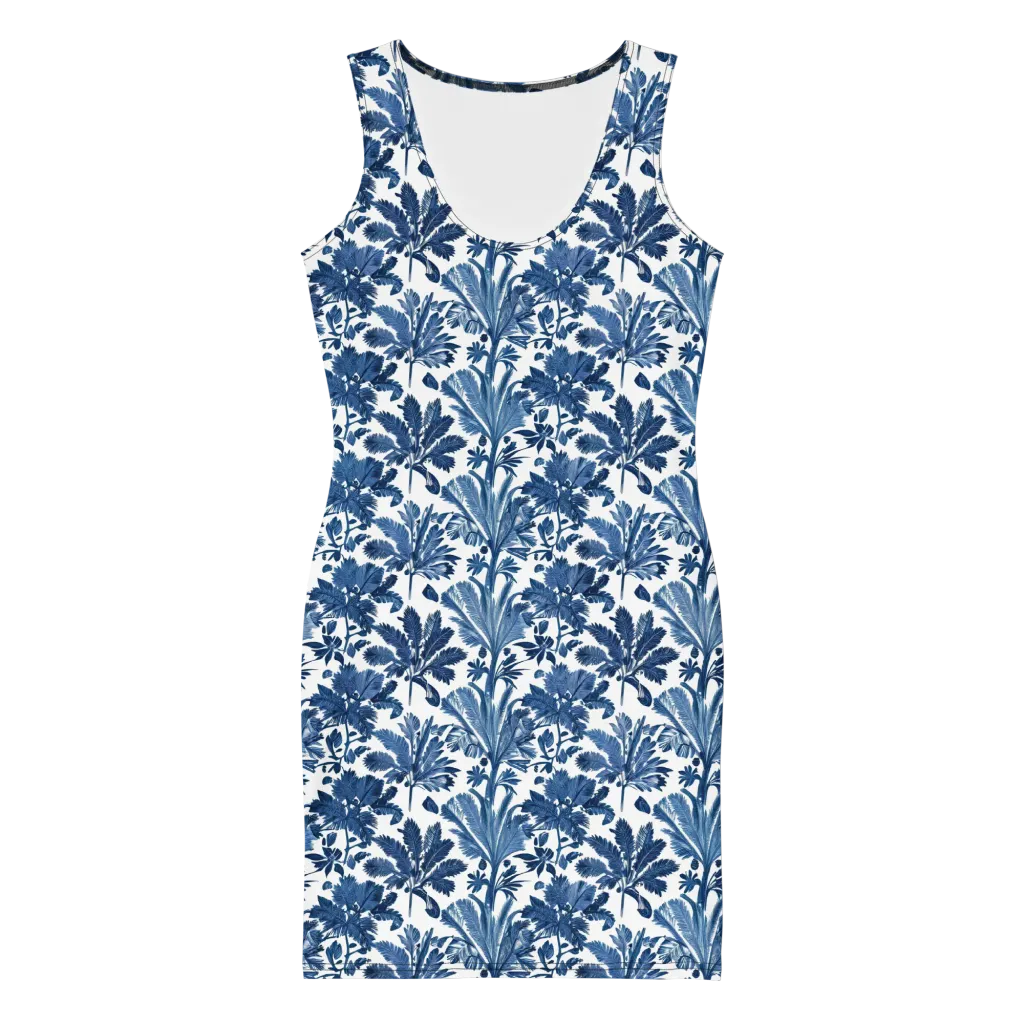 Cobalt Garden on Bodycon Dress — Front
