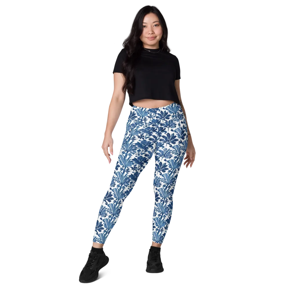 Cobalt Garden on Leggings with Pockets — Front
