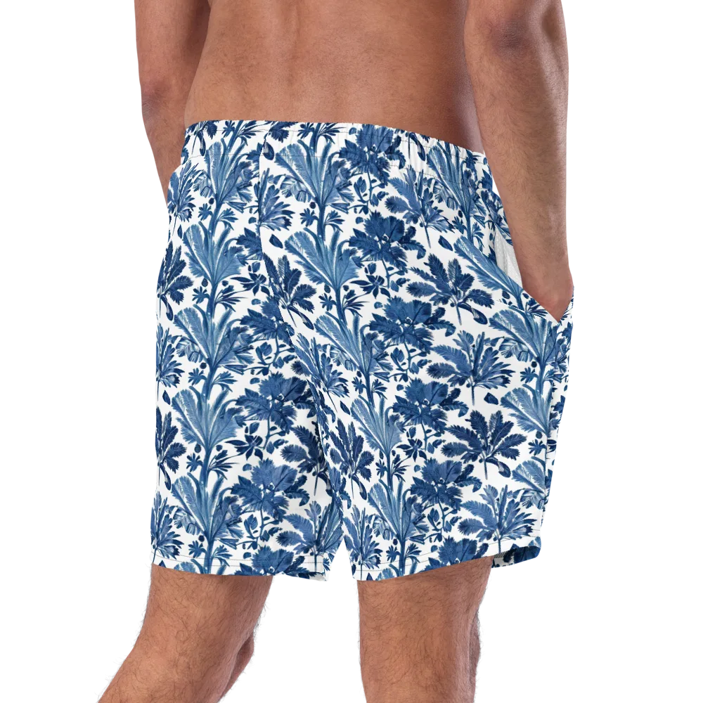 Cobalt Garden on Swim Trunks — Right Back