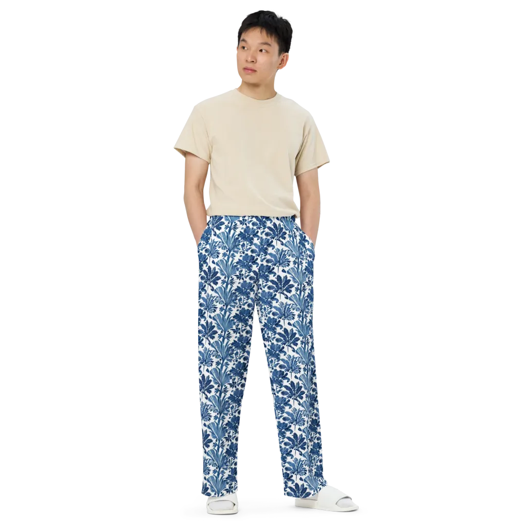 Cobalt Garden on Wide-Leg Pants — Front