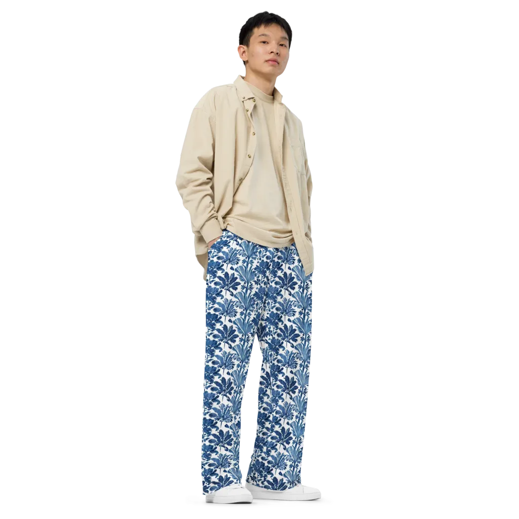 Cobalt Garden on Wide-Leg Pants — Right Front