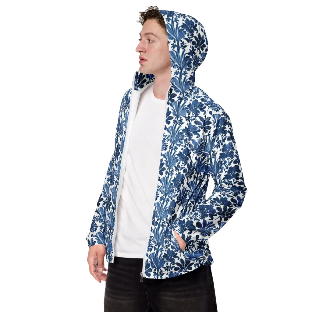 Cobalt Garden on Men's Windbreaker — Left Front