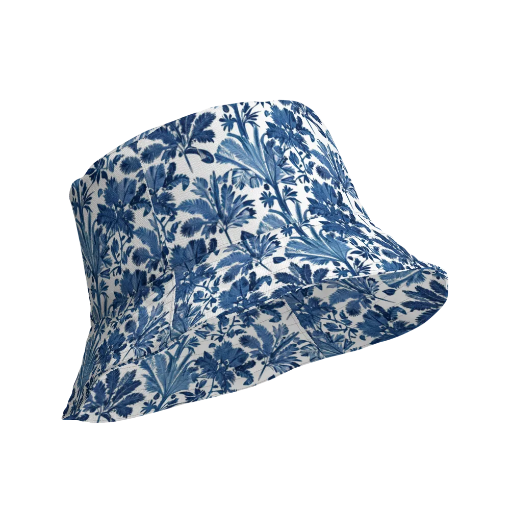 Cobalt Garden on Reversible Bucket Hat — Product details Outside