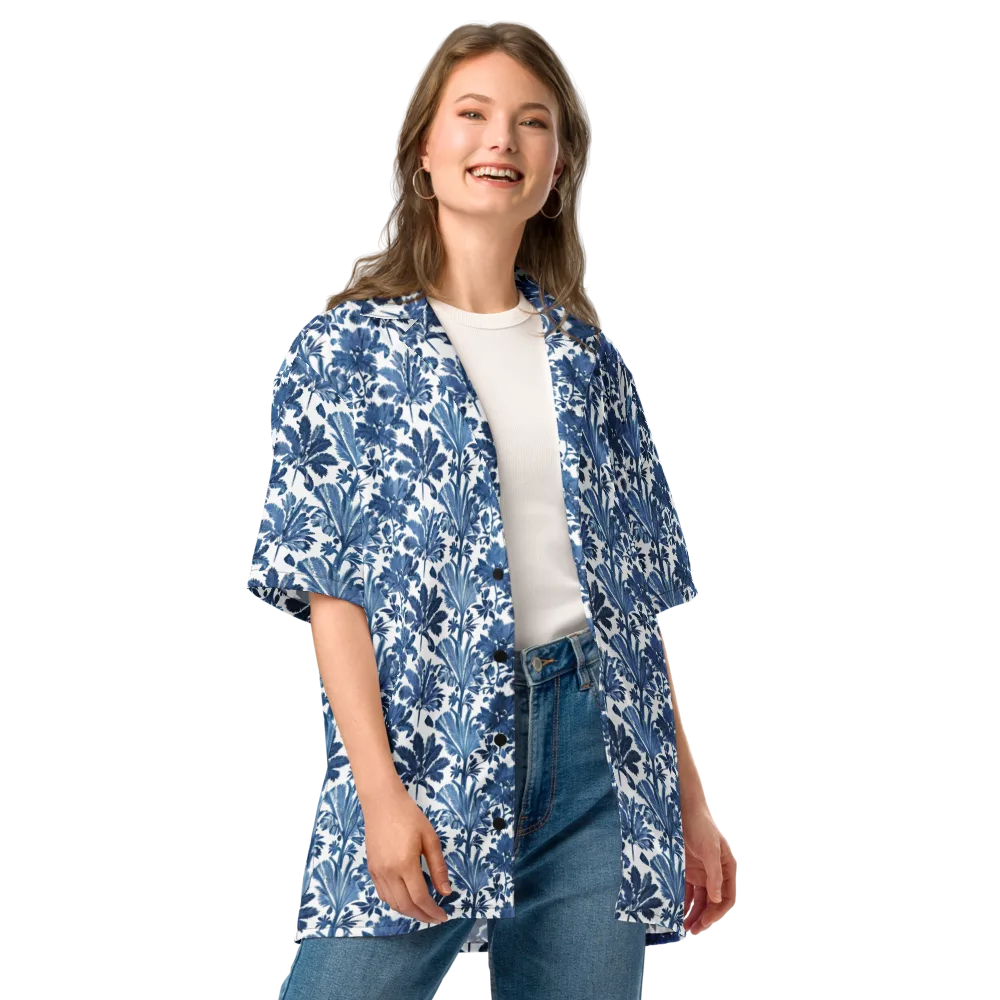 Cobalt Garden on Button Shirt — Front