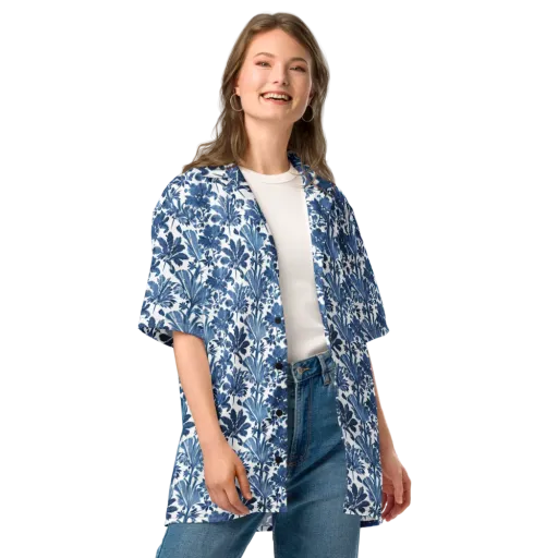 Cobalt Garden on a Button Shirt