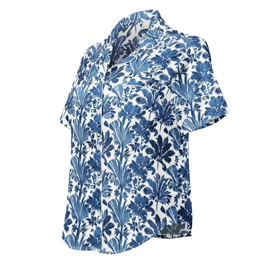 Cobalt Garden on Women's Short Sleeve Pajama Top — Left Front