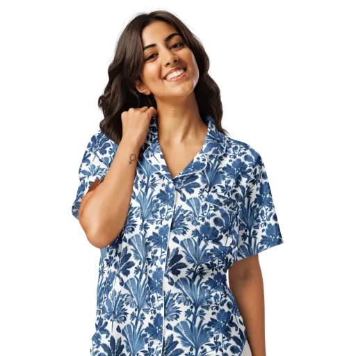 Cobalt Garden on a Women's Short Sleeve Pajama Top