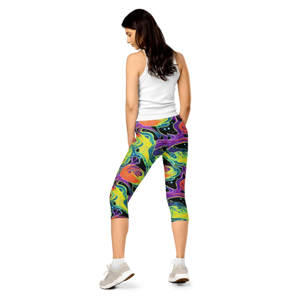 Nebula Nectar on Capri Leggings — Back