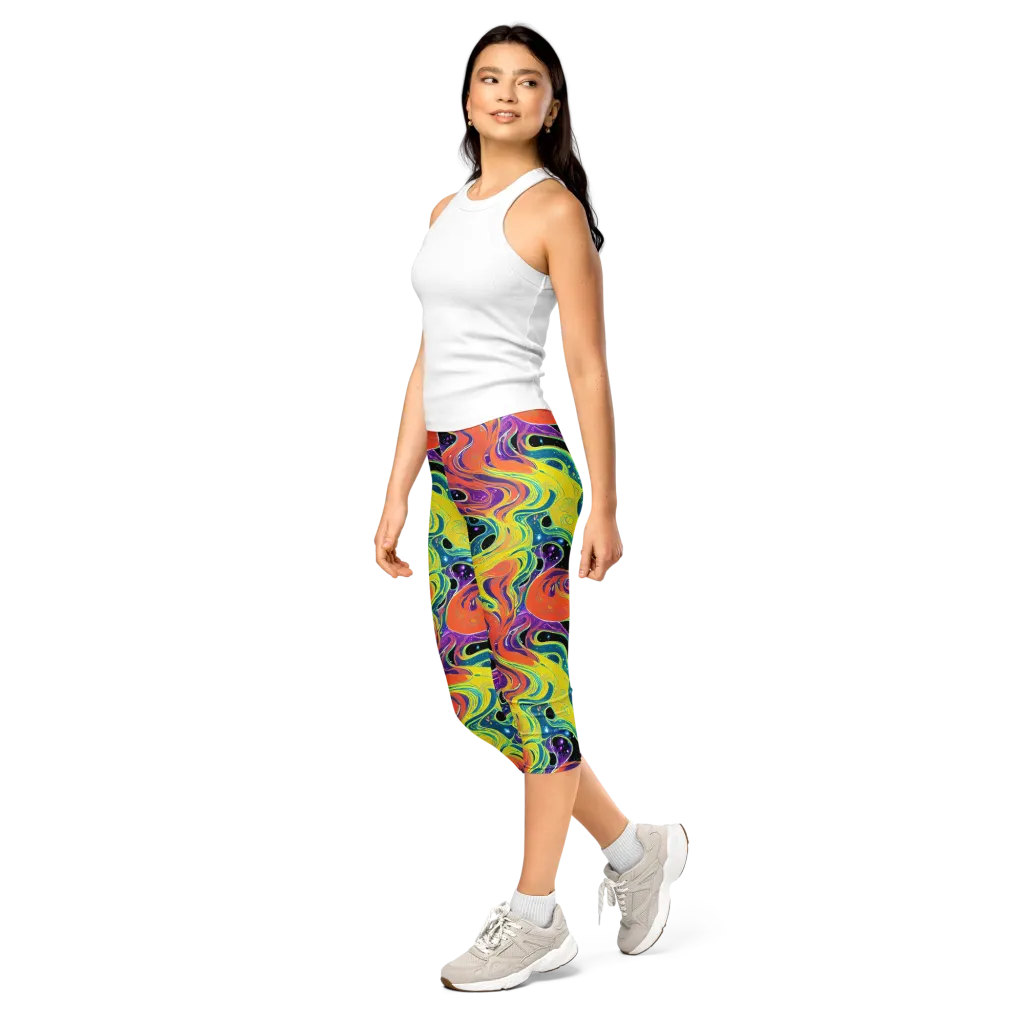Nebula Nectar on Capri Leggings — Left Front