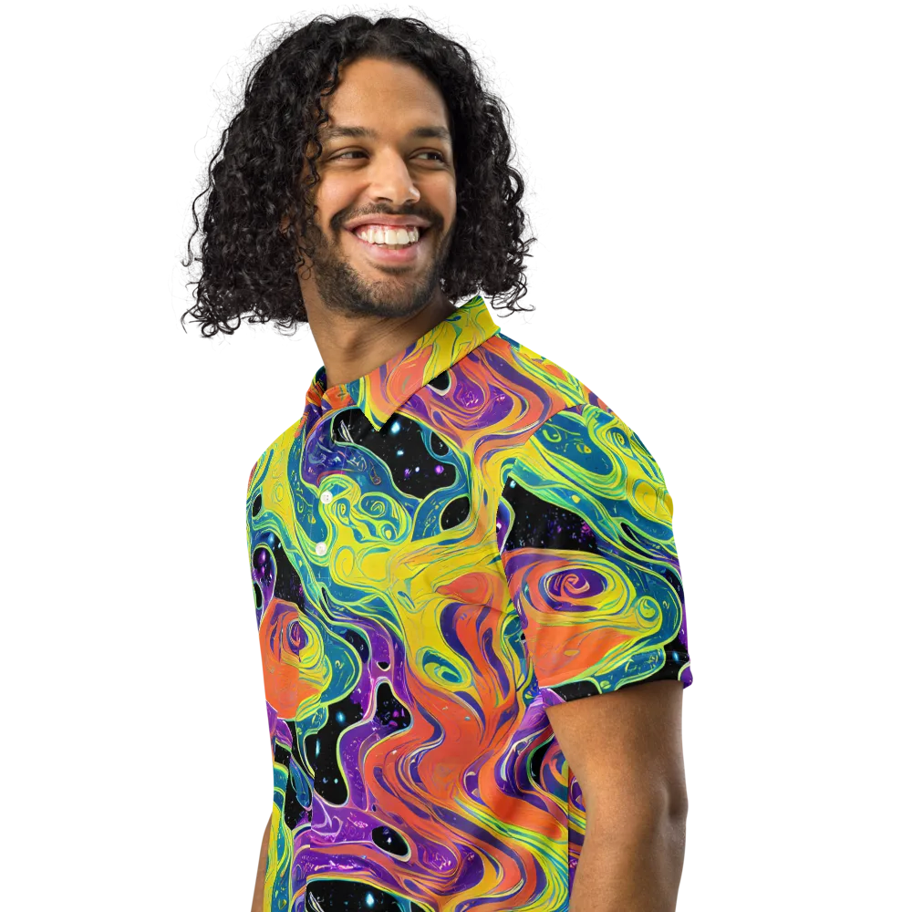 Nebula Nectar on Men's Slim Fit Polo Shirt — Left Front