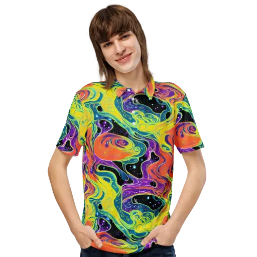 Nebula Nectar on a Men's Slim Fit Polo Shirt