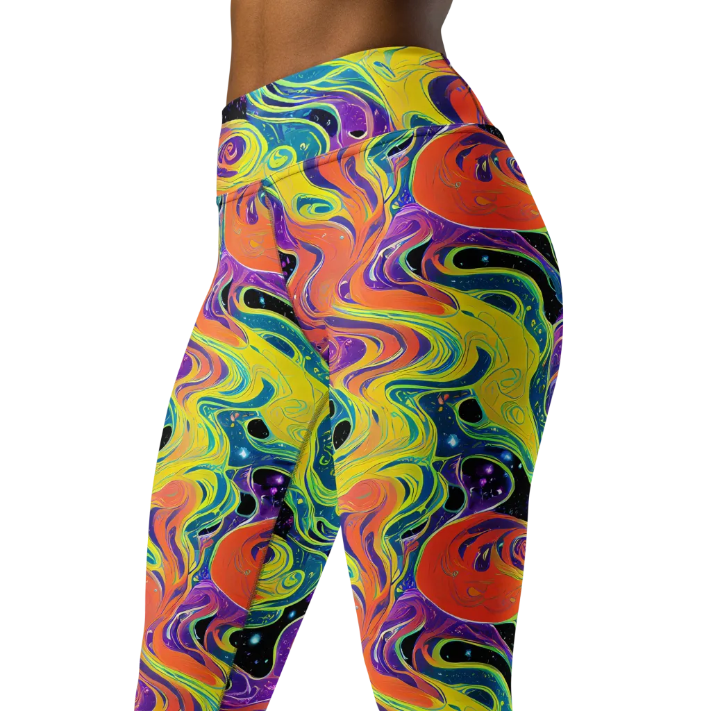 Nebula Nectar on Yoga Leggings — Left Front
