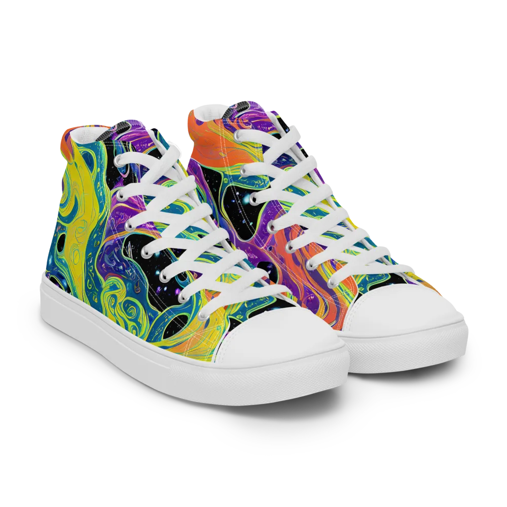 Nebula Nectar on Men's High Top Canvas Shoes — Right Front