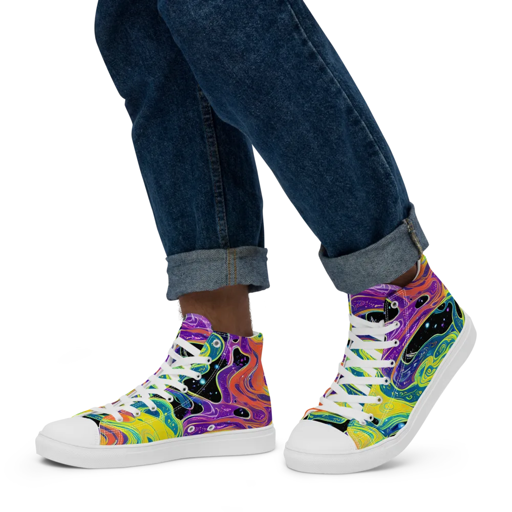 Nebula Nectar on Men's High Top Canvas Shoes — Left