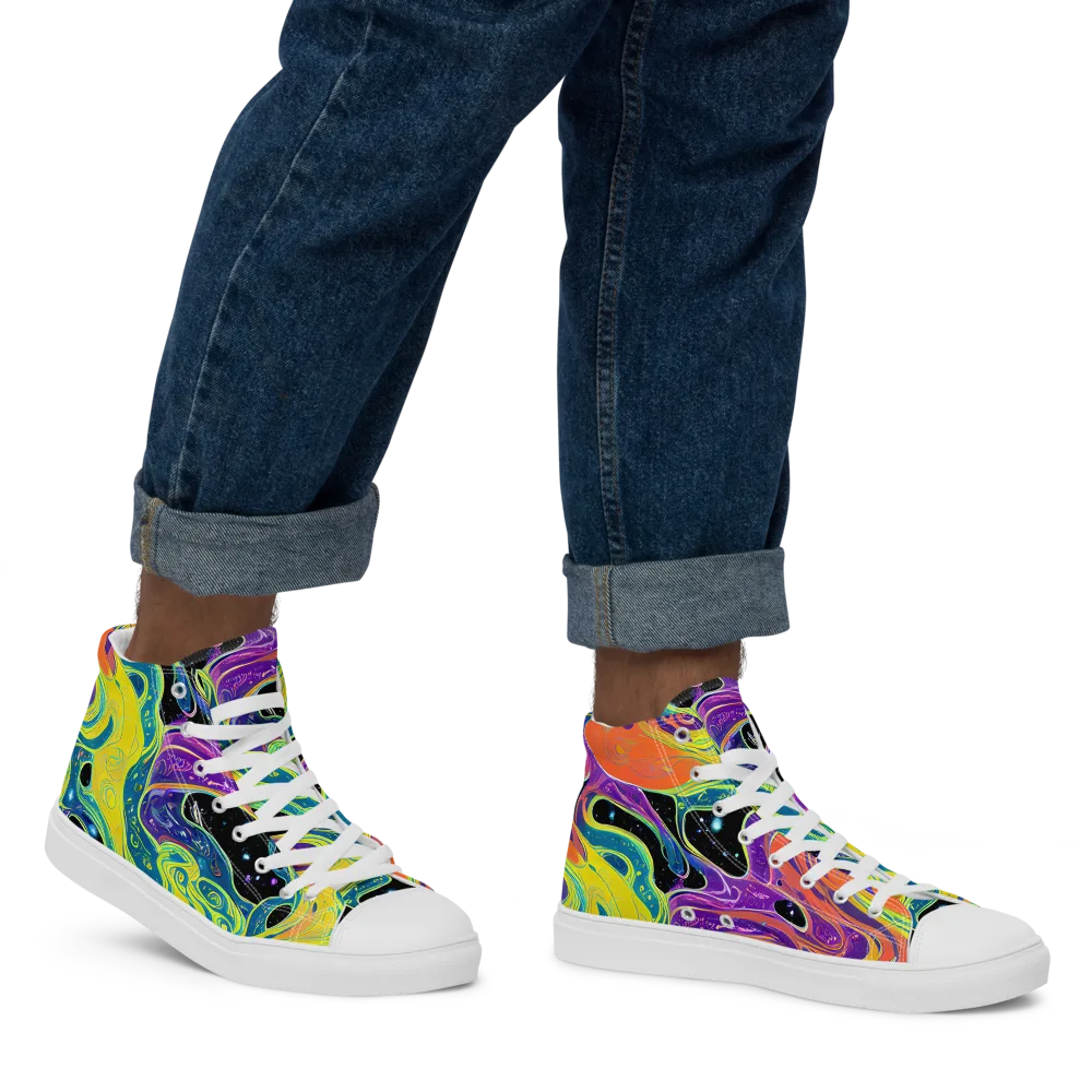 Nebula Nectar on Men's High Top Canvas Shoes — Right