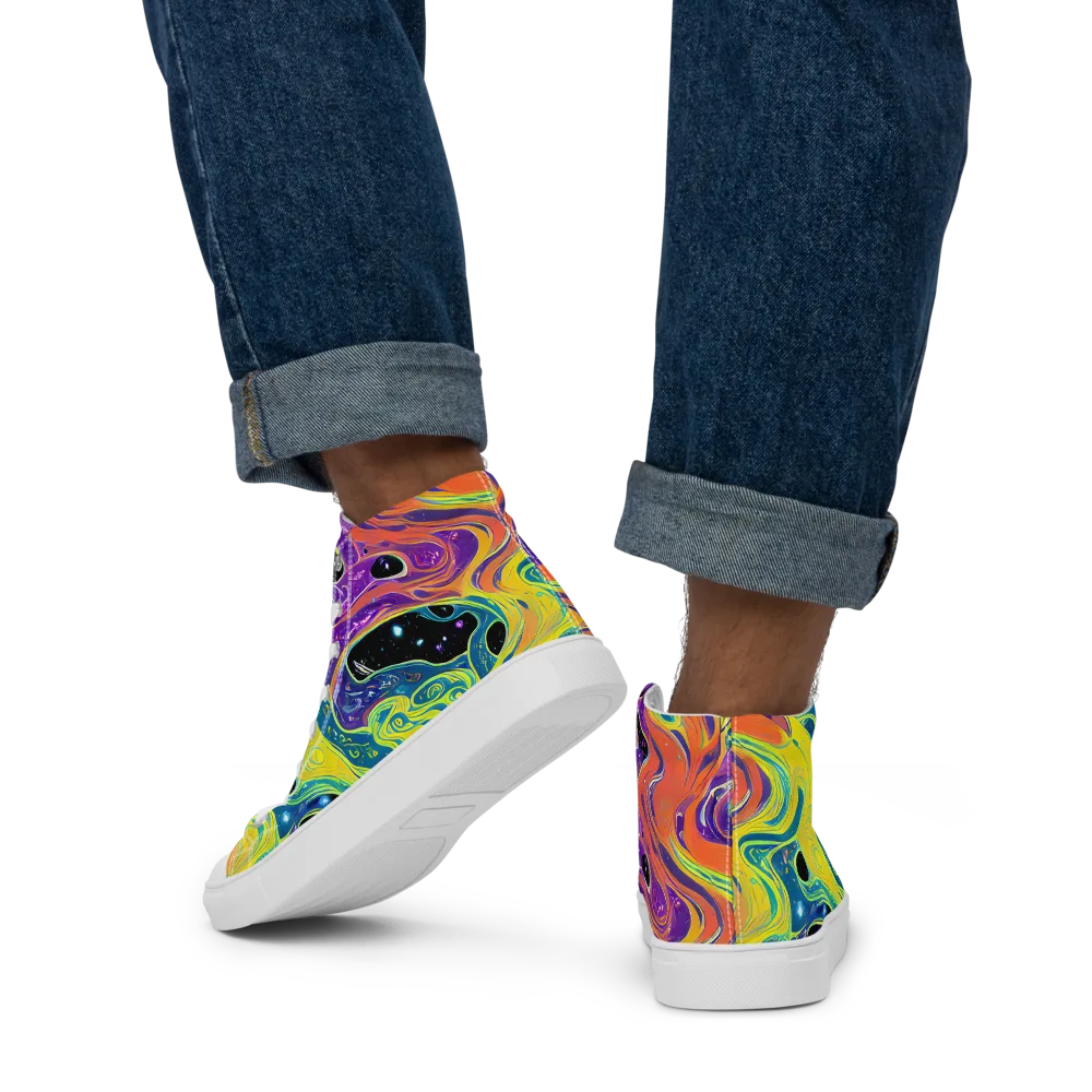 Nebula Nectar on Men's High Top Canvas Shoes — Back