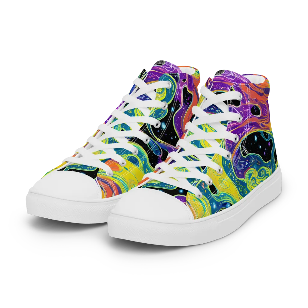Nebula Nectar on Women's High Top Canvas Shoes — Left Front