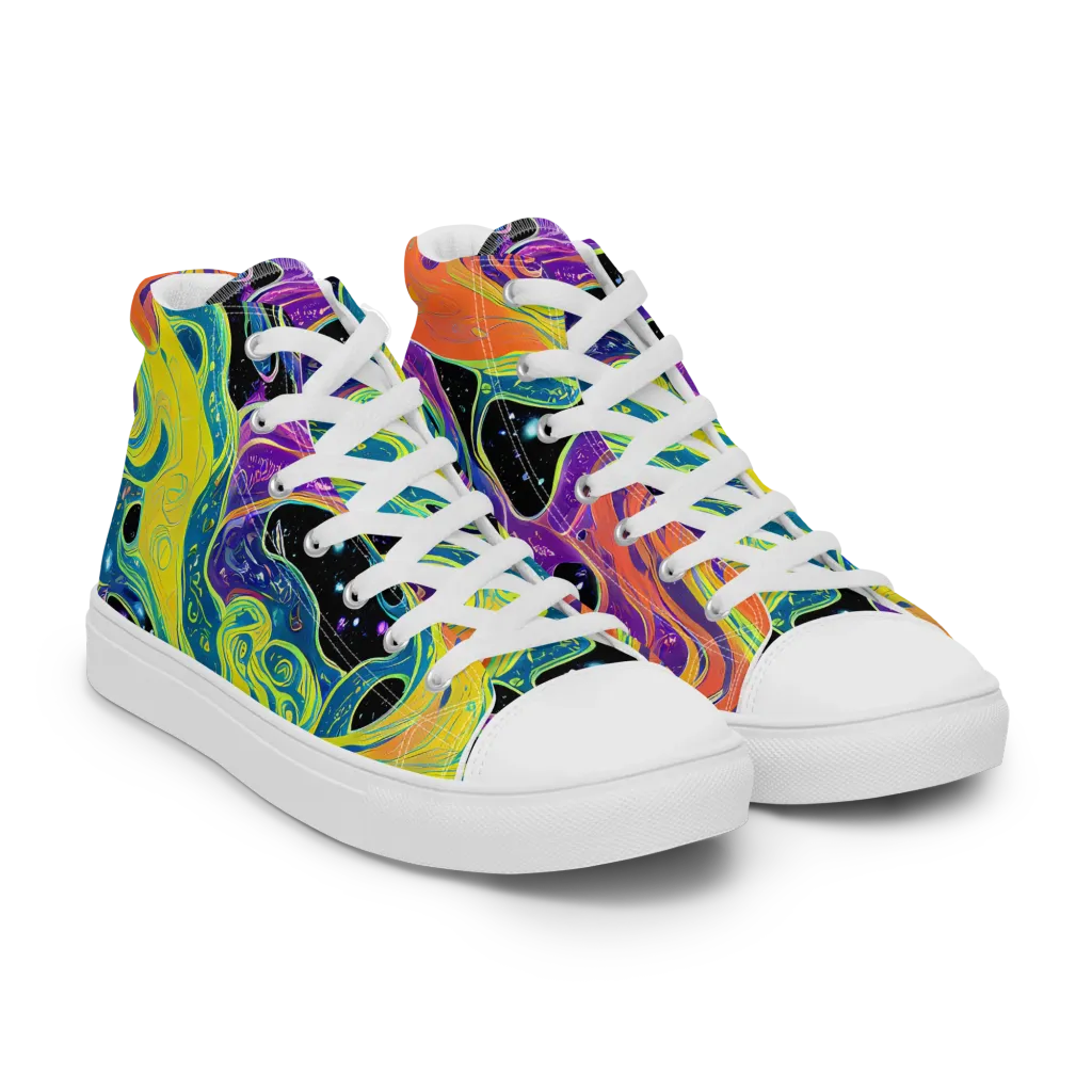 Nebula Nectar on Women's High Top Canvas Shoes — Right Front