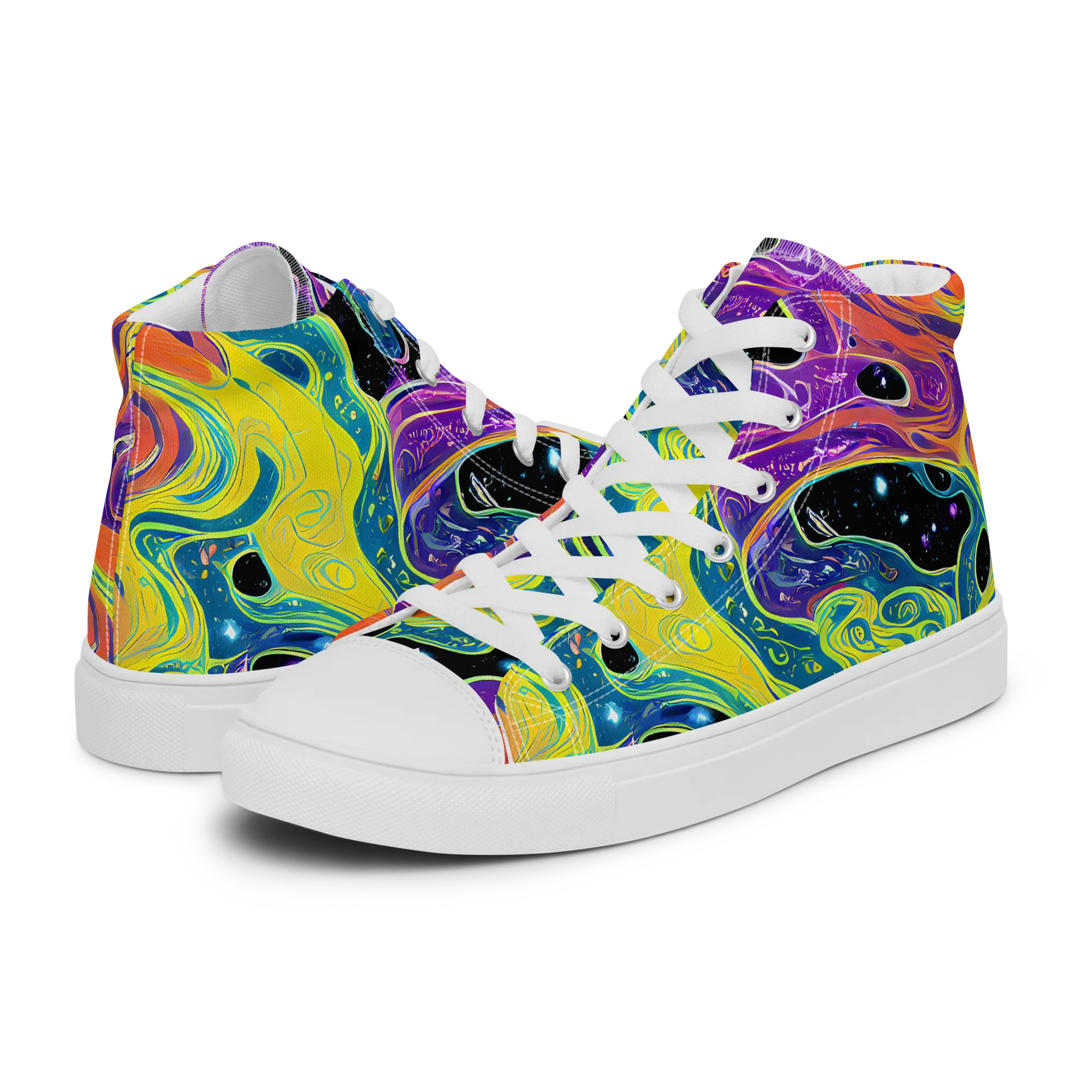 Nebula Nectar on Women's High Top Canvas Shoes — Left