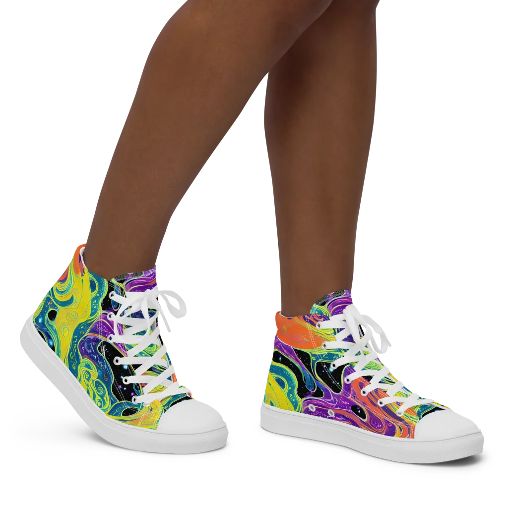 Nebula Nectar on Women's High Top Canvas Shoes — Right