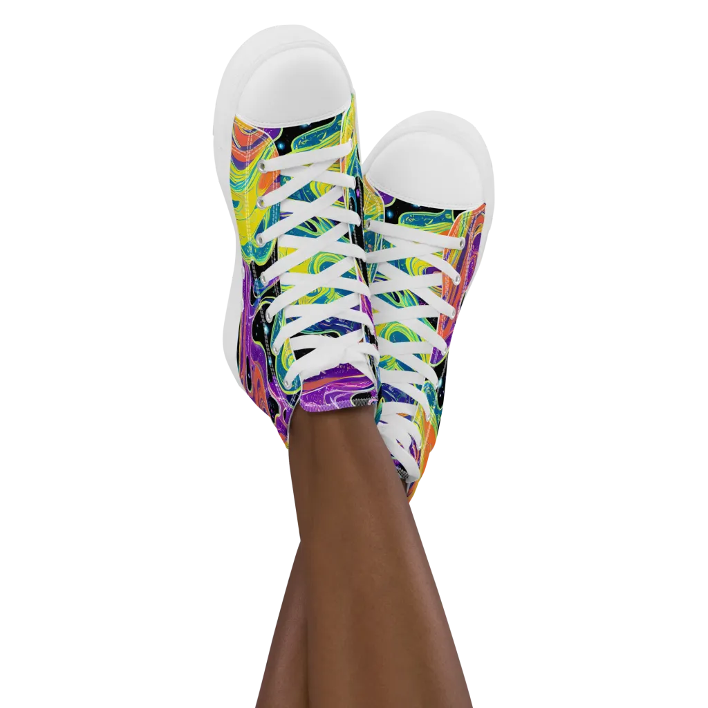 Nebula Nectar on Women's High Top Canvas Shoes — Front