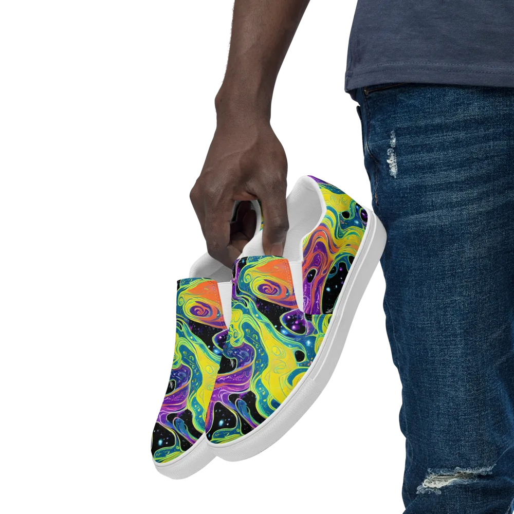 Nebula Nectar on Men's Slip-On Canvas Shoes — Left Front
