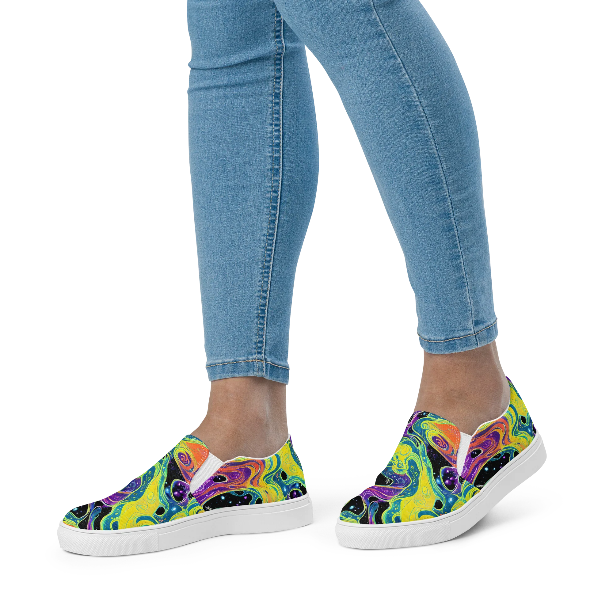 Nebula Nectar on Women's Slip-On Canvas Shoes — Front