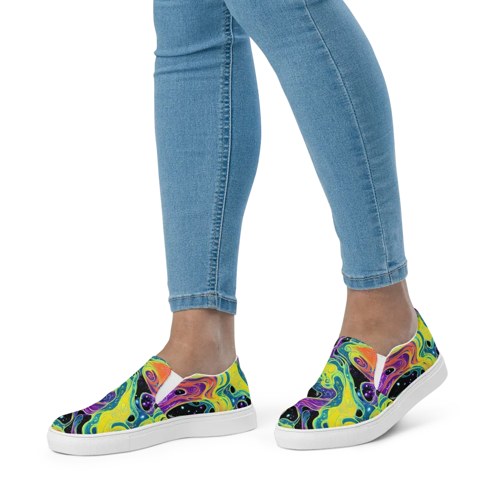 Nebula Nectar on Women's Slip-On Canvas Shoes — Front