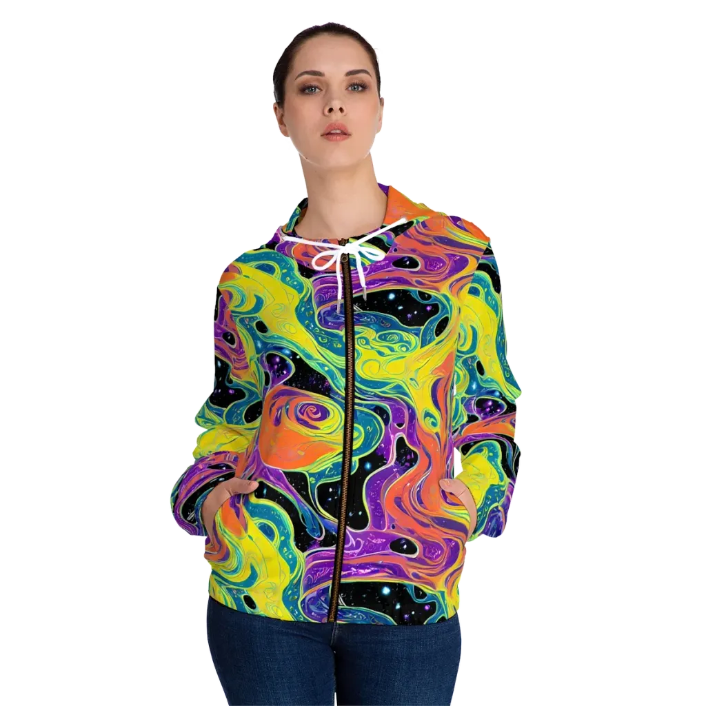 Nebula Nectar on Women's Full-Zip Hoodie — Front On Person
