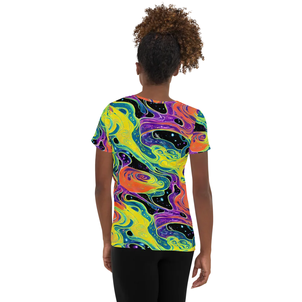 Nebula Nectar on Women's Athletic T-Shirt — Back