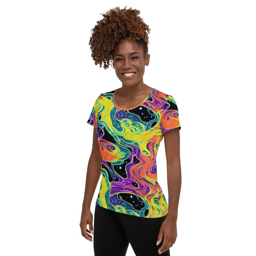 Nebula Nectar on Women's Athletic T-Shirt — Left
