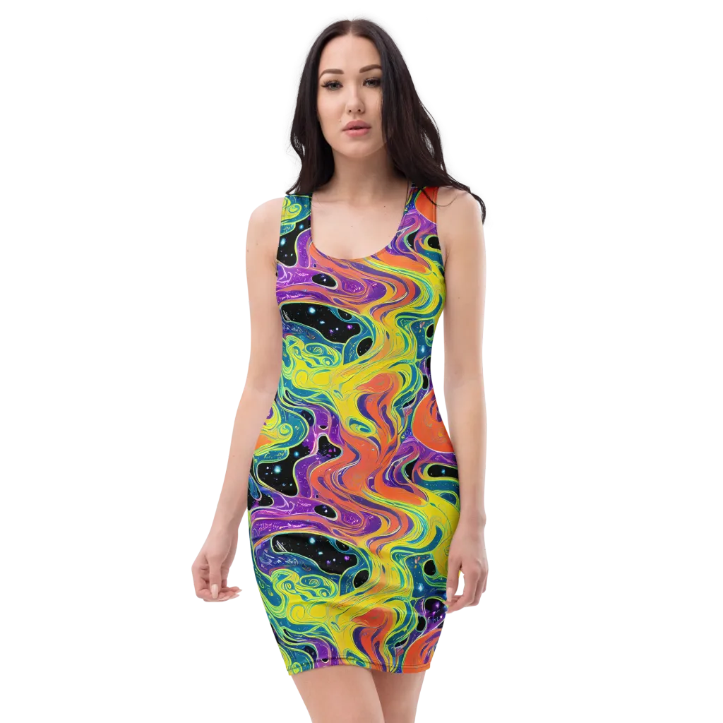 Nebula Nectar on Bodycon Dress — Front