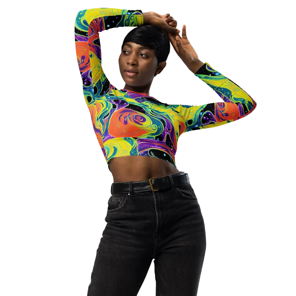 Nebula Nectar on Long Sleeve Crop Top — Front