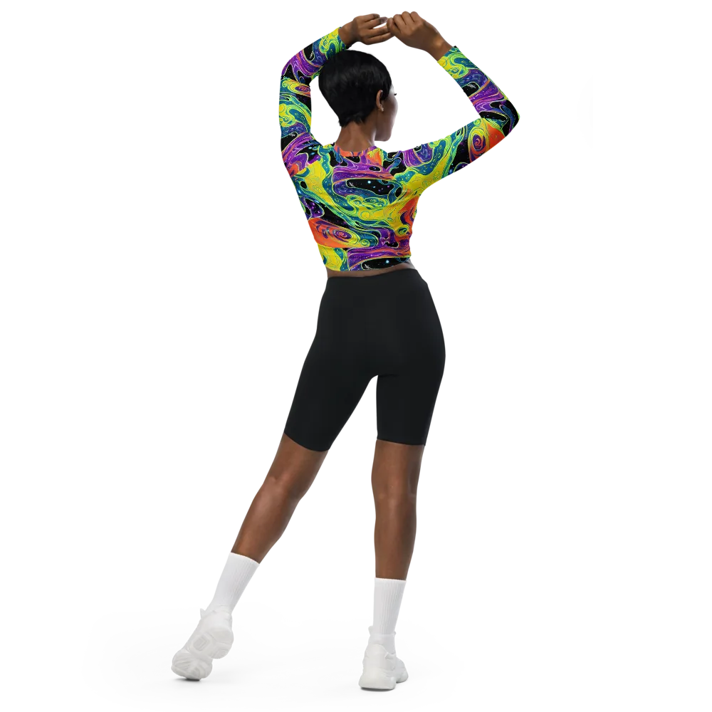 Nebula Nectar on Long Sleeve Crop Top — Back