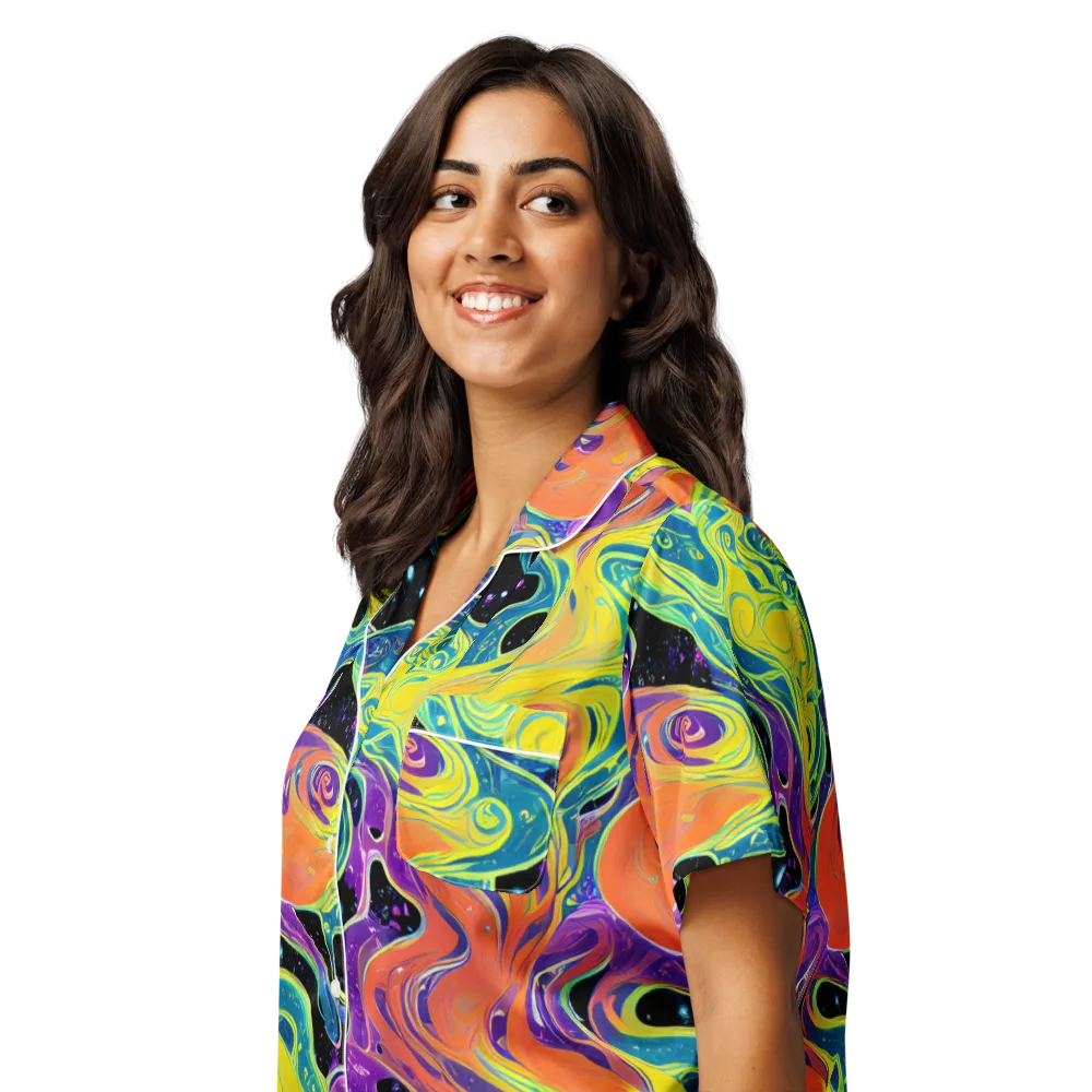 Nebula Nectar on Women's Short Sleeve Pajama Top — Left Front