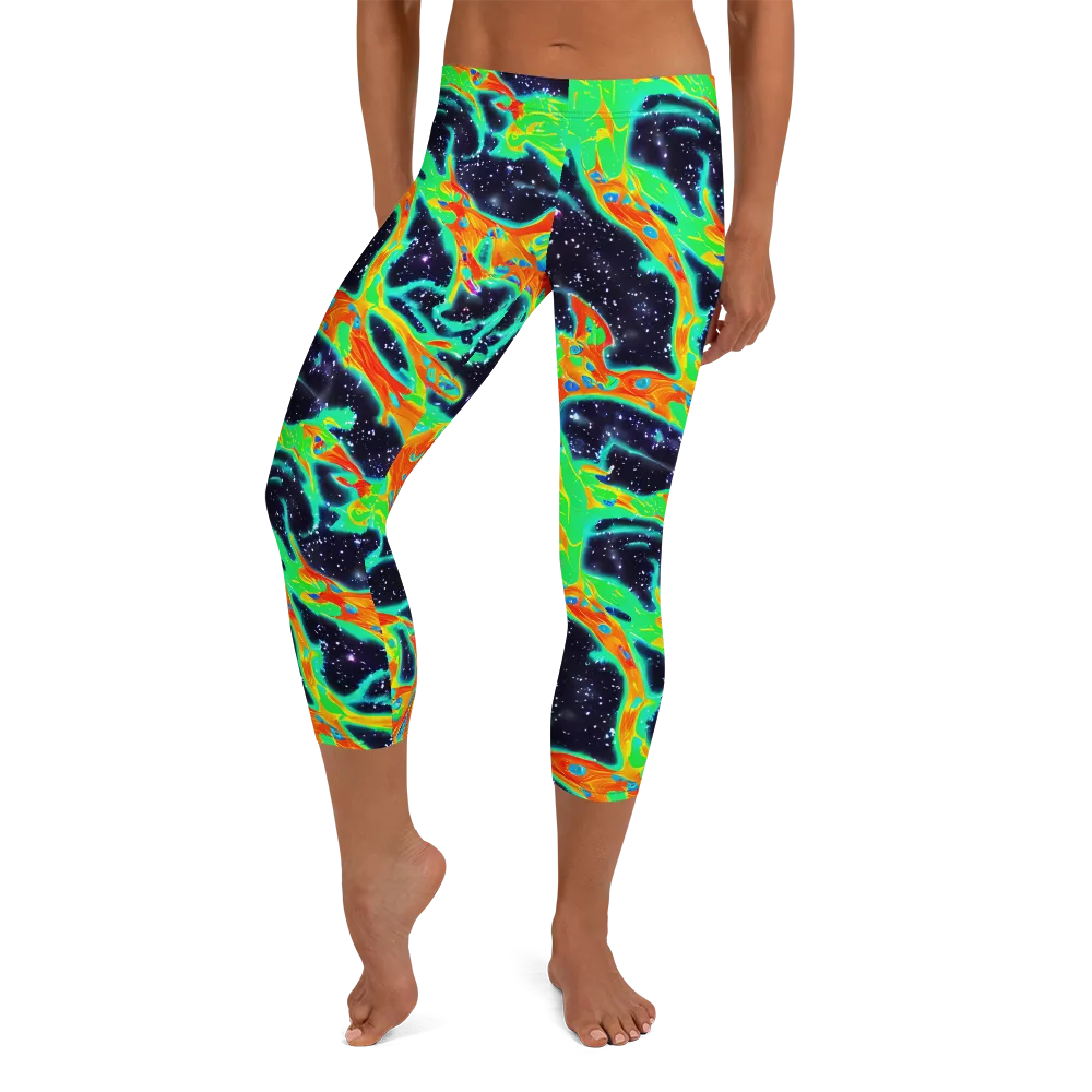 Deep Space Daydream on Capri Leggings — Front
