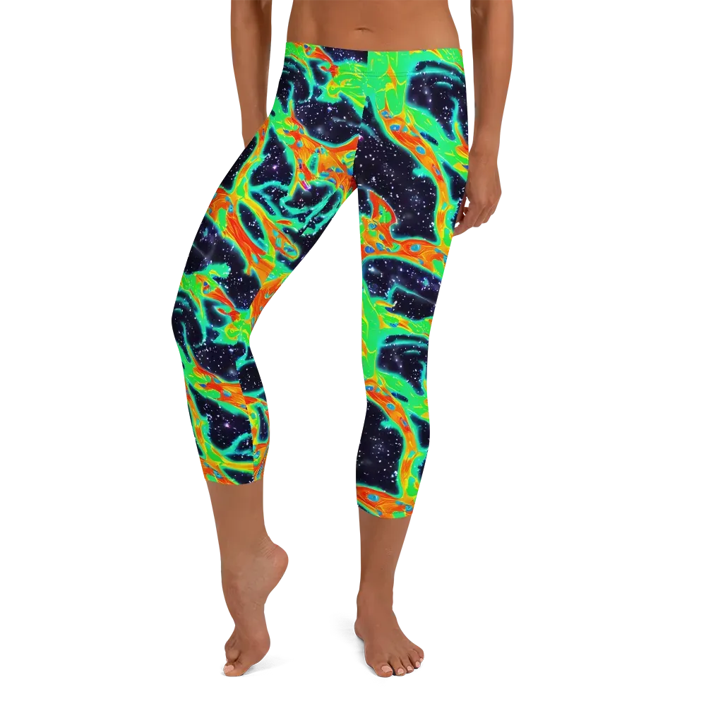 Deep Space Daydream on Capri Leggings — Front