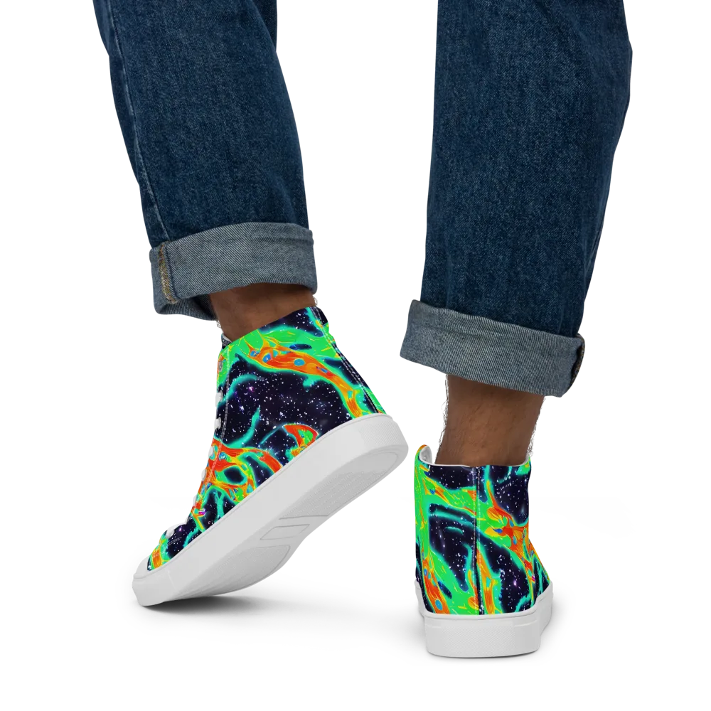 Deep Space Daydream on Men's High Top Canvas Shoes — Back