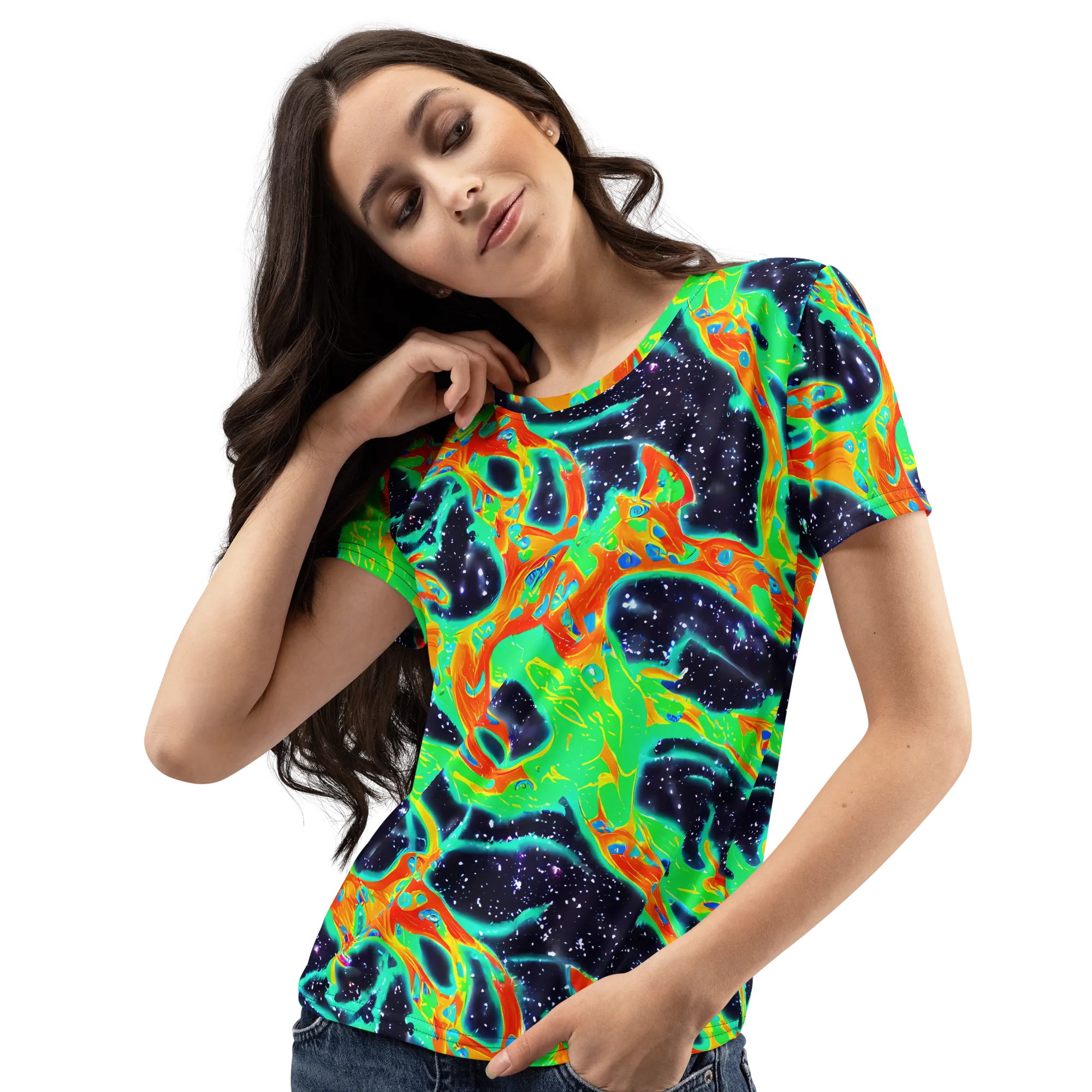 Deep Space Daydream on Women's Crew Neck T-Shirt — Left Front