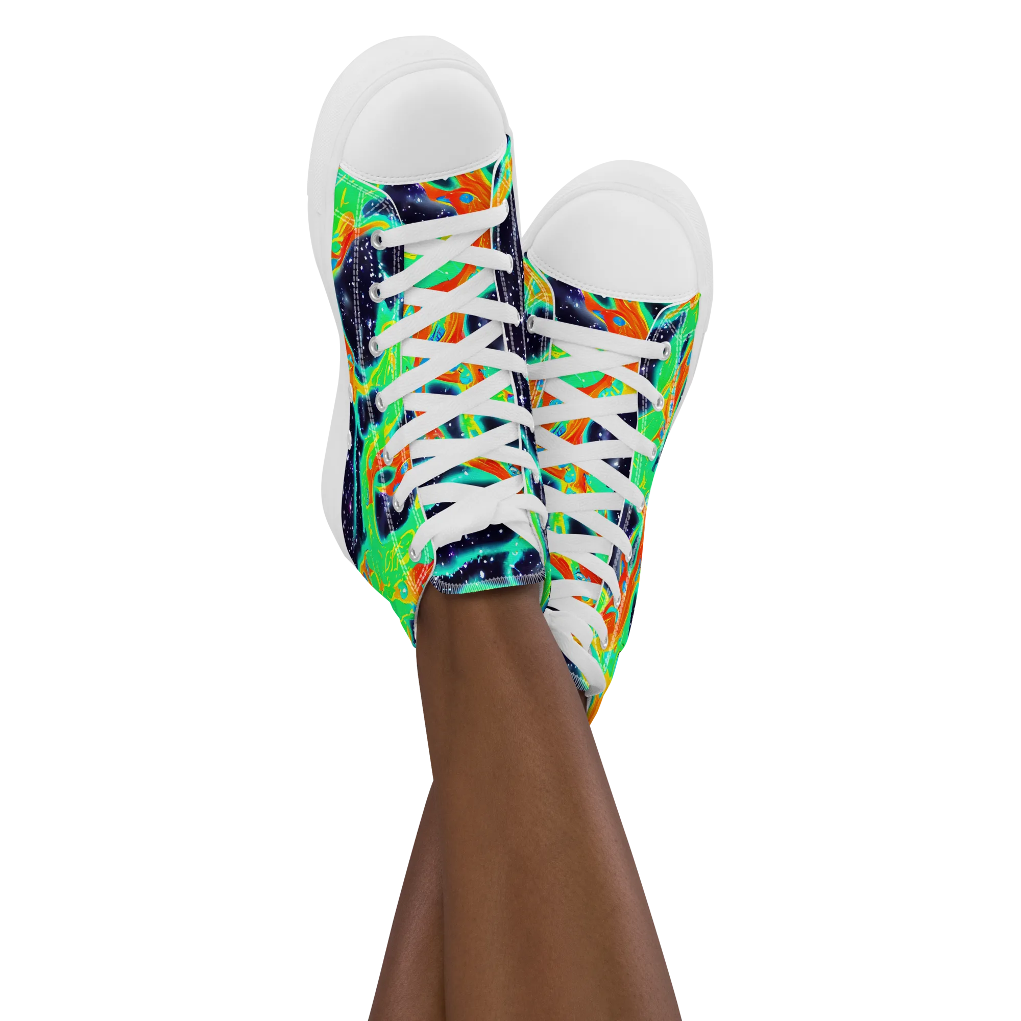 Deep Space Daydream on Women's High Top Canvas Shoes — Front