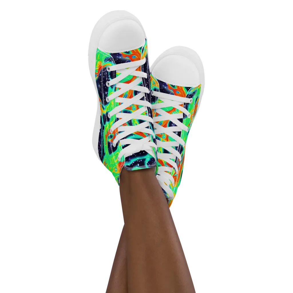 Deep Space Daydream on Women's High Top Canvas Shoes — Front