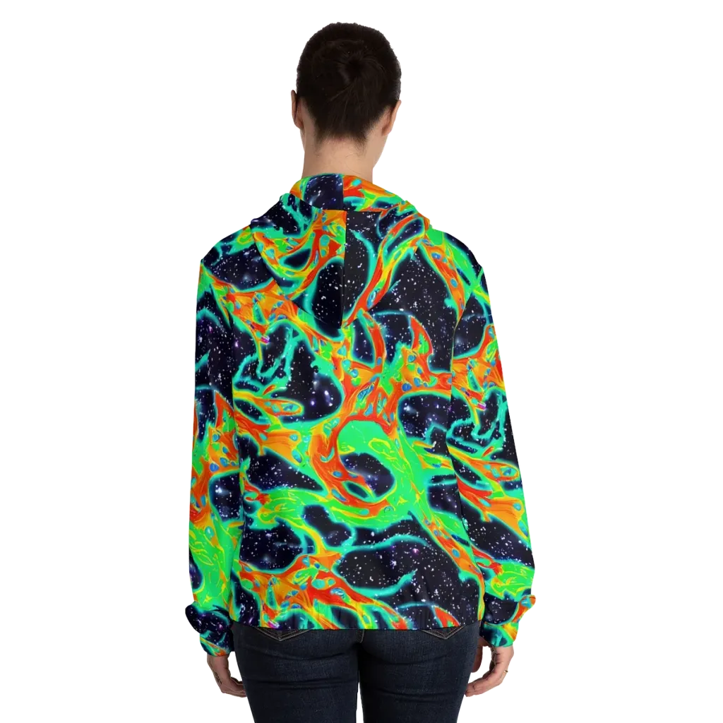Deep Space Daydream on Women's Full-Zip Hoodie — Back On Person