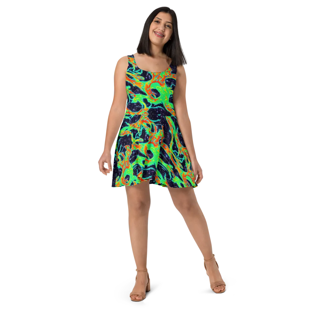 Deep Space Daydream on Skater Dress — Front