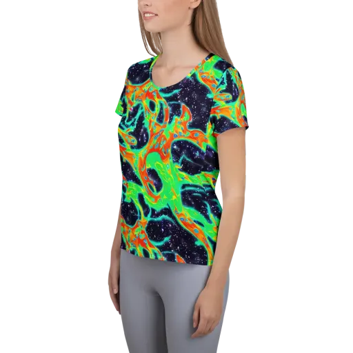 Deep Space Daydream on a Women's Athletic T-Shirt
