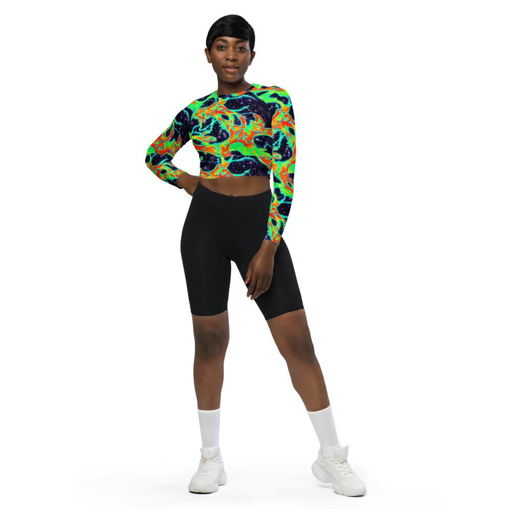Deep Space Daydream on Long Sleeve Crop Top — Front